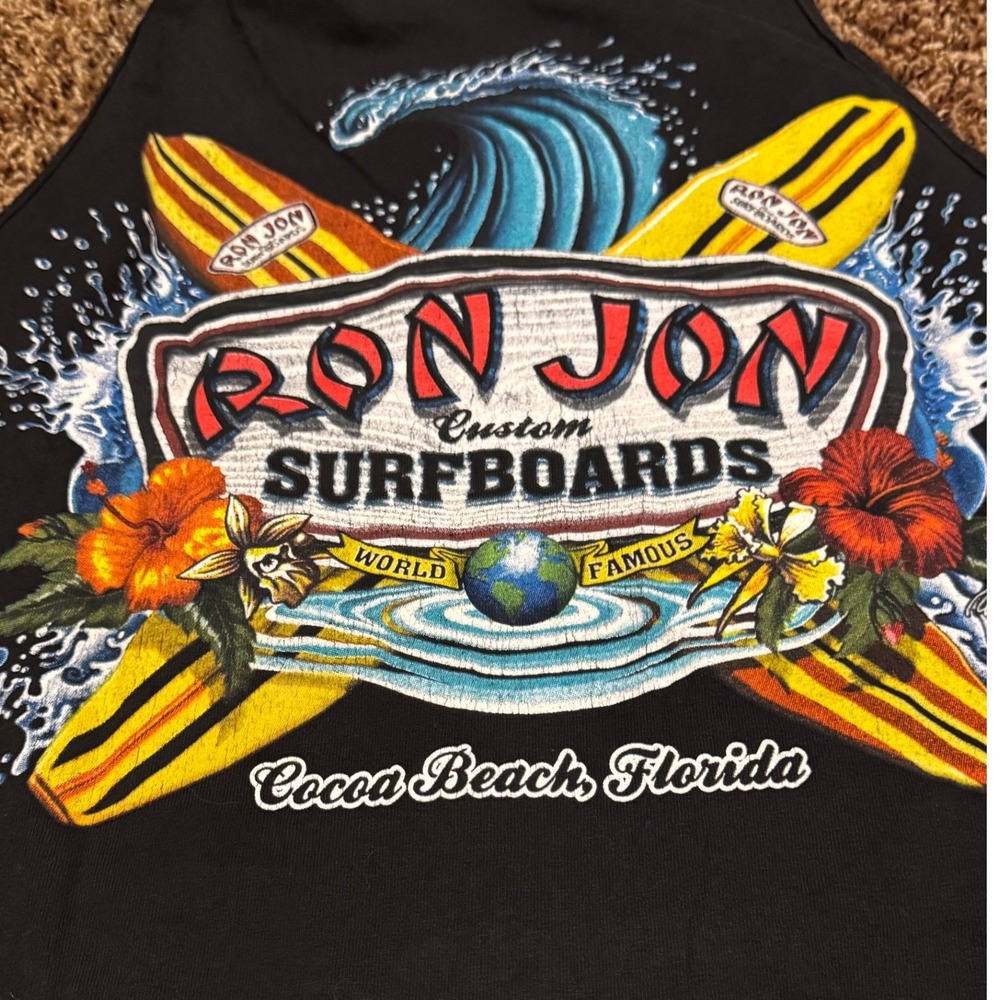 Ron Jon Surf Shop Cocoa Beach Florida Graphic Tank Top Black Mens XL